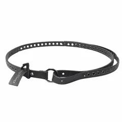 未使用 22aw クリスチャンディオール Christian Dior カーフスキン レザー ナロー アイレット ベルト ハトメ パンチング 75 黒 ブラック レディース ▽２