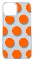 【新品未使用】iPhone14 アイフォン14 クリア ハードケース ドット柄 水玉 (オレンジ) スマホケース カバー cl-ip14-dotbig-07