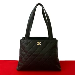 極 美品 シール有 5番台 CHANEL シャネル マトラッセ ココマーク マットキャビアスキン トートバッグ ハンドバッグ ブラック 25391