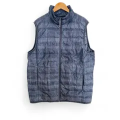 UNIQLO Lサイズ　ダウンベスト　チェック柄　ジップアップ グレー/青