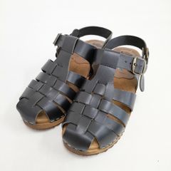 Organic handloom 黒 グルカ サンダル 23cm レザー 日本製 - メルカリ