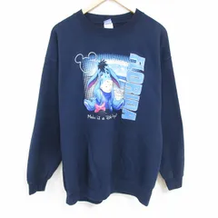 XL/古着 長袖 スウェット メンズ 00s ディズニー DISNEY くまのプーさん イーヨー クルーネック 紺 ネイビー 24oct12 中古 スエット トレー