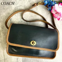 ✨良品✨ OLD COACH オールドコーチ ショルダーバッグ トートバッグ フラップ ターンロック バイカラー ゴールド金具 ロゴ型押し チャーム グラブタンレザー 肩掛け 斜め掛け レディース ブラック 黒色 ブラウン 茶色