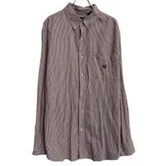 CHAPS 長袖 ストライプシャツ XL ホワイト エンジ系 チャップス ボタンダウン ビッグサイズ 胸ポケット 古着卸 アメリカ仕入 a701-5819のサムネイル