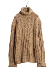 【お得なクーポン配布中!】 手編み 00s ポロ ラルフローレン タートルネック ハンド ニット セーター メンズ L オールド ハンドメイド アルパカ ウール ローゲージ 茶