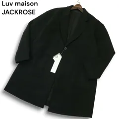 Luv maison ジャックローズ ビッグフード レザー使い メルトン ウール ライダース ジャケット コート Sz.44　メンズ 黒　c311ta65