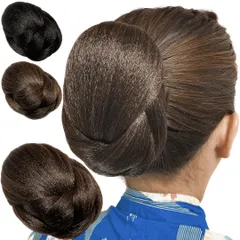 Luce brillare 和装ウィッグ 葵 シニヨン お団子 お団子ウィッグ 着物ウィッグ 部分ウィッグ 和装 ヘアピース ヘアーピース 着物ウィッグ 着物 日本舞踊 着付け 編み込み ポイントウィッグ レディース 女性 和装ヘア [ダークブラウン] [凛]