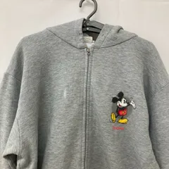 2点同梱　A1378 A1523 ディズニー XL アメリカ古着 コットン ミッキー プリント ジップアップ パーカー グレー Disney レディース