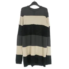 リックオウエンス Rick Owens 19SS オーバーサイズ ラウンドネックニット セーター ボーダー 長袖 グレー/ブラック RU19S2641-KPST 国内正規のサムネイル