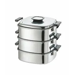 日本アルミ ツルマル印 角型蒸し器 3段 24㎝ 新品/未使用 日本製