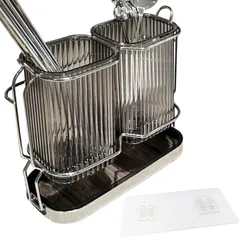 【人気商品】カトラリーケース キッチン CATT ツール 箸たて フォーク 箸入れ VICHE カトラリースタンド 収納 (シルバー×グレー)のサムネイル