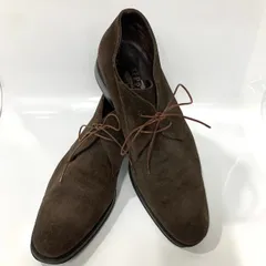 ★-9 Salvatore Ferragamo サルヴァトーレフェラガモ 革靴 チャッカブーツ スエード ダークブラウン ビジネスシューズ レースアップ サイズ7 1/2 2E 約26cm メンズ シューズ