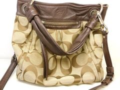コーチ F15200 ショルダーバッグ ■ 2WAY シグネチャー レザー キャンバス ハンドバッグ ブラウン系 レディース COACH □7D