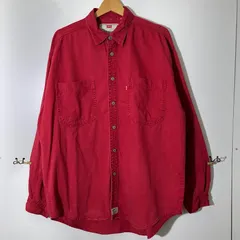 Levi's リーバイス ヴィンテージ vintage 長袖シャツ ボタンダウンシャツ ウエスタンシャツ ロゴボタン デニムシャツ 90’ｓ ホンコン製 メンズ Ｌ 90年代 レッド