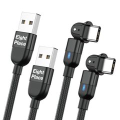 【数量限定】+ (2M 多機種対応 Pro iPad 2M Macbook Switch Galaxy Samsung Sony 高速データ転送 QuickCharge3.0対応 急速充電 USB-A ブラック) & USB-C L字 180度回転 ケーブル