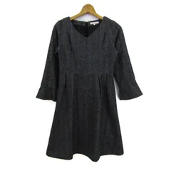 プロポーションボディ ドレッシング ワンピース トップス 長袖 チェック柄 レディース 3サイズ 黒×白 PROPORTION BODY DRESSING 【中古】