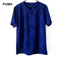 【PUMA/プーマ】半袖Ｔシャツ グラフィックＴシャツ ロゴTシャツ ロゴパターン スポーツ ジム ブルー (中古・未使用）