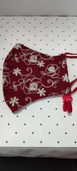 鼻まですっぽりレ－スマスク赤ハンドメイド