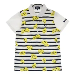 サイズ：0 PEARLY GATES パーリーゲイツ  半袖ポロシャツ ニコちゃん ボーダー柄 ホワイト系 [240101516181] ゴルフウェア レディース ストスト