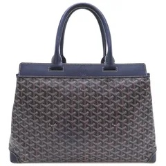 ゴヤール GOYARD トートバッグ ベルシャス MM レザー コーティングキャンバス ネイビー シルバー金具 ヘリンボーン柄  【保存袋】【中古】のサムネイル