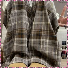 送料無料 チェック柄パンツハイウエストワイドパンツ チェックパンツ イージーパンツ リラックスパンツ 体型カバー長ズボン ルーズシルエットカジュアルパンツ 韓国ファッション ウエストゴムパンツ ストレートパンツ秋 レトロロングパンツ