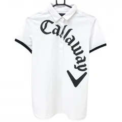 【超美品】キャロウェイ 半袖ポロシャツ 白×黒 ビッグロゴプリント レディース LL ゴルフウェア Callaway