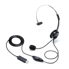 サンワサプライ　MM-HSU12BK　USBヘッドセット　片耳タイプ（未使用・外箱なし）