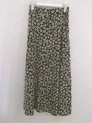◇ LOWRYS FARM ローリーズファーム 花柄 バックゴム ロング Aライン スカート サイズF ブラック ベージュ系 レディース E  【1303140012629】