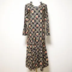 #apc カネコイサオ KANEKO ISAO ワンピース 黒 チェック 花柄 フリル ロング 美品 レディース [821994]のサムネイル