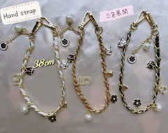 レザーチェーン　ショットストラップ　38cm スマホポシェット　持ち手　ハンドストラップ　三色展開