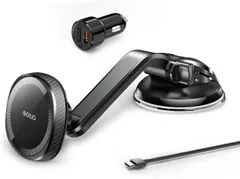 OQTIQ ワイヤレス車載充電器マグネット式車載ホルダー(日本語取扱い説明書)【iPhoneシリーズ専用】 Magsafe対応 ワイヤレス出力 (7.5W) 【USBケーブルとカーチャージャ付属】 置くだけ充電 磁力強く ダッシュボード取り付け