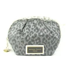 サマンサタバサ デラックス ポーチ レオパード柄 小物入れ ブランド レディース グレー Samantha Thavasa Deluxe 【中古】