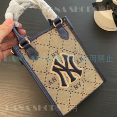 人気 美品 MLB メジャーリーグベースボール KIDS DIA MONOGRAM JQD MINI TOTE BAG NYロゴ ファッション レディース バッグ ダイヤ モノグラム ジャカード ラージ ハンドバッグ トートバッグ カーキ