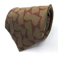 ヴァレンティノ ガラヴァーニ ブランド ネクタイ パネル柄 スクエア柄 シルク イタリア製 メンズ カーキ VALENTINO GARAVANI 【中古】