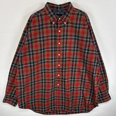 古着 90's/90年代 ラルフローレン RALPH LAUREN 長袖シャツ ボタンダウンシャツ 厚手 BLAKE XXL  レッド系 チェック メンズ