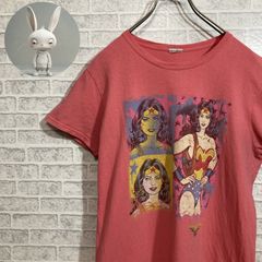 WONDER WOMAN【Tシャツ☆半袖☆ワンダーウーマン☆デカプリント☆Uネック☆古着☆ピンク】Sサイズ