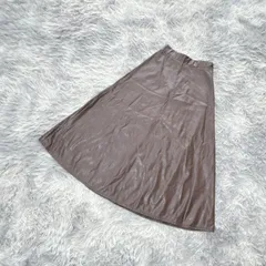 【良品】GRL  グレイル  レザーロングスカート  合成皮革  (S)  カジュアル  大人カワイイ  レディース  茶系  ブラウン【送料無料】