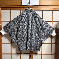 羽織のみ｜グレー地に黒とワインレッドの松竹梅文様羽織 メンズ 着物 羽織 和風 和モダン 和洋ミックス 和モード ビッグシルエット インナー別売り