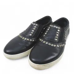 ドルチェ&ガッバーナ ドルガバ DOLCE&GABBANA スリッポン シルバースタッズ CS1321 ブラック 黒系 レザー 7 イタリア製のサムネイル