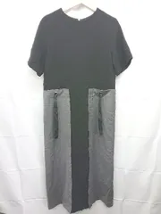 ◇ ⊂ LHELBIE レルビエ バックスリット バイカラー 半袖 ロング丈 ワンピース サイズM ブラック系 グレー系 レディース E  【1507100006493】