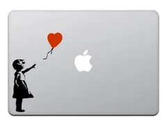 MacBook Air/Pro 11 / 13インチ カインドストア マックブック ステッカー シール 赤い風船に手を伸ばす少女 バンクシー THE GIRL WITH RED BALLOON BANKSY ブラック M847-Bのサムネイル