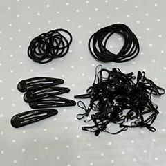 ブラック ヘアゴム&パッチンピン 4種類セット