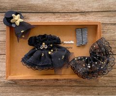 JANAYA ハンドメイド　オビツ11服　黒色レースワンピース　4点セット