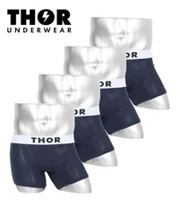 新品 未使用 ボクサーパンツ メンズ 前閉じ 4枚セット THOR ソー 綿 綿混 コットンストレッチ 517580【メール便】 ネイビー