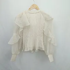 ◇ Θ one after another NICE CLAUP シアー フリル ドット柄 長袖 ブラウス サイズF ベージュ レディース E  【1506230016839】