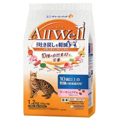 【新品・7営業日以内発送】ユニ・チャーム 4520699906606 AllWell 10種の自然素材 10歳以上の腎臓の健康維持用 サーモン＆ツナ味 1.2kg【沖縄離島販売不可】のサムネイル