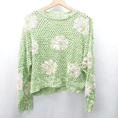 ◇ Θ CPCM シーピーシーエム 透かし編み 花柄 長袖 カットソー サイズM ライトグリーン系 レディース E  【1502030031096】のサムネイル