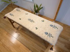 ペルシャ　ギャッベ ミニランナー　127x42cm　アイボリー　グレー　生命の木　羊ヤギ　RJ15063