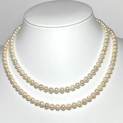 照り強 アコヤ真珠 ロングネックレス パール シルバー 約7.0-7.5mm 