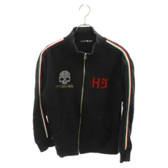 HYDROGEN (ハイドロゲン) ストーン スカル ロゴ ジップアップ スウェット トラックジャケット ブラックのサムネイル